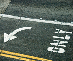 Image of designated left turn only lane on street